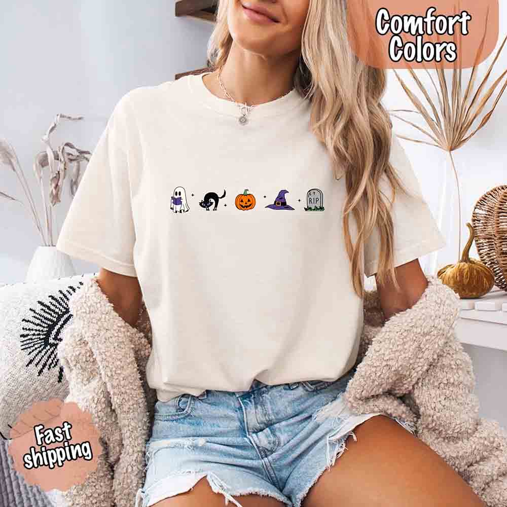 Halloween Icons Pumpkin & Ghost Comfort Colors Shirt