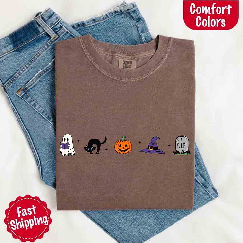 Halloween Icons Pumpkin & Ghost Comfort Colors Shirt