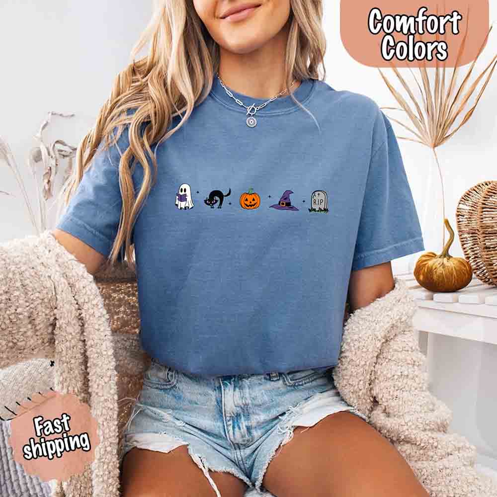 Halloween Icons Pumpkin & Ghost Comfort Colors Shirt