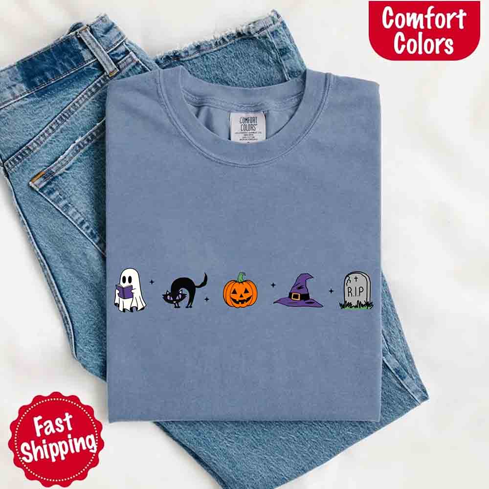 Halloween Icons Pumpkin & Ghost Comfort Colors Shirt