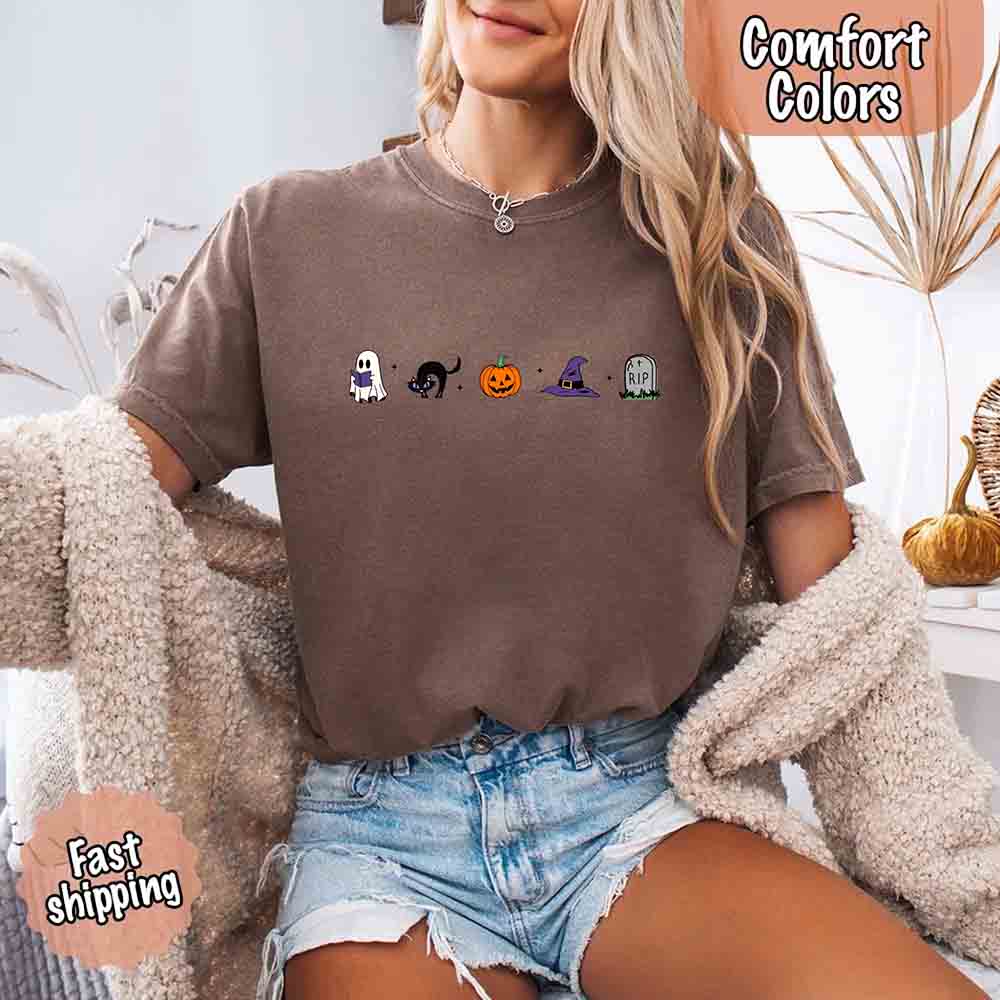 Halloween Icons Pumpkin & Ghost Comfort Colors Shirt