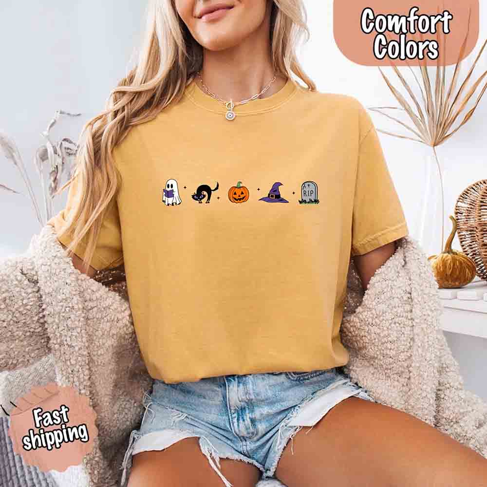 Halloween Icons Pumpkin & Ghost Comfort Colors Shirt
