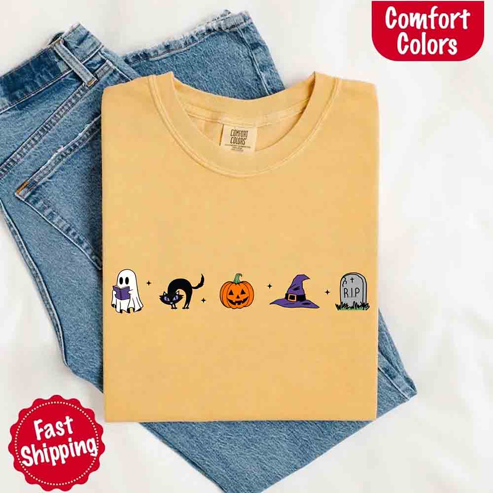 Halloween Icons Pumpkin & Ghost Comfort Colors Shirt
