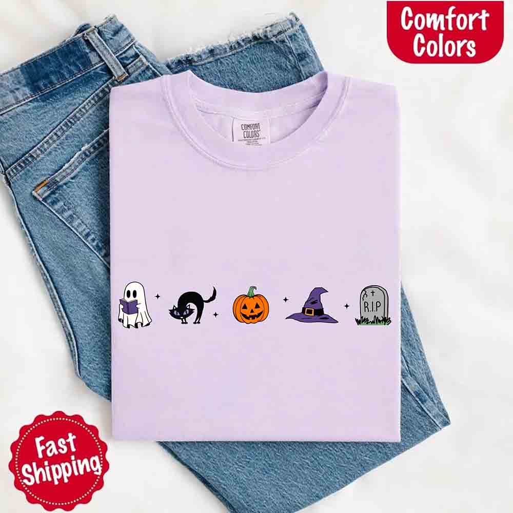 Halloween Icons Pumpkin & Ghost Comfort Colors Shirt