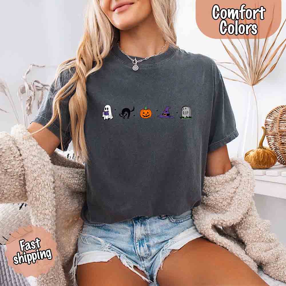 Halloween Icons Pumpkin & Ghost Comfort Colors Shirt