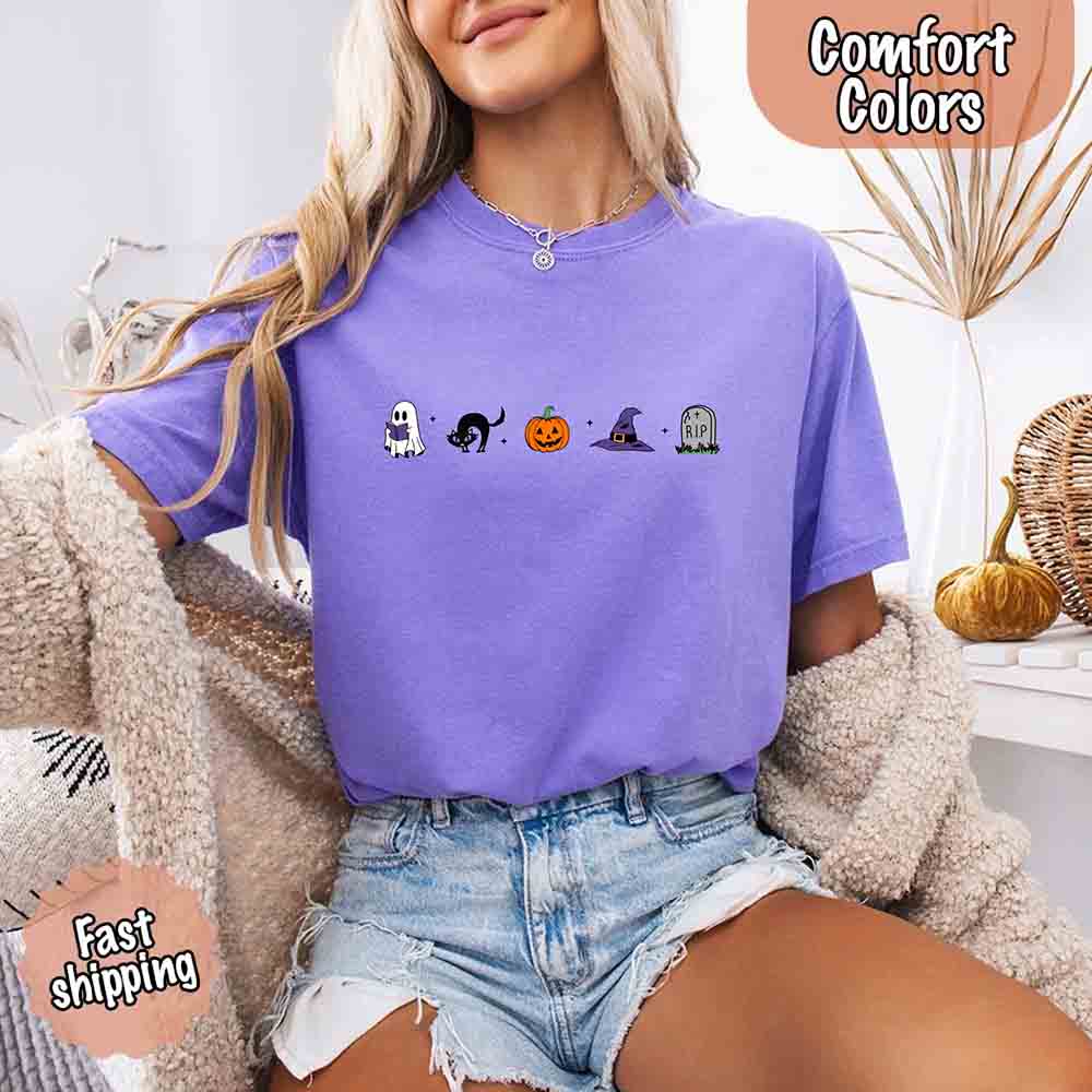 Halloween Icons Pumpkin & Ghost Comfort Colors Shirt