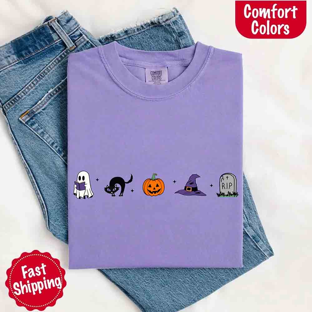 Halloween Icons Pumpkin & Ghost Comfort Colors Shirt