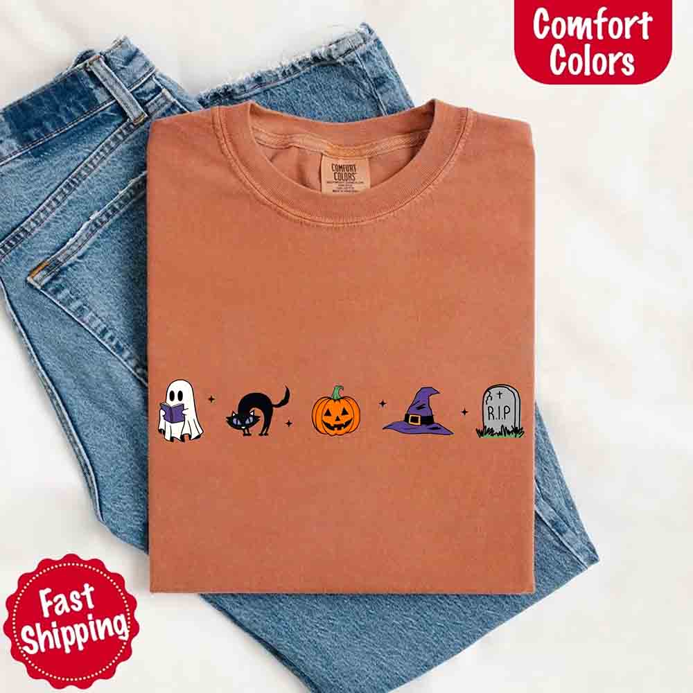 Halloween Icons Pumpkin & Ghost Comfort Colors Shirt