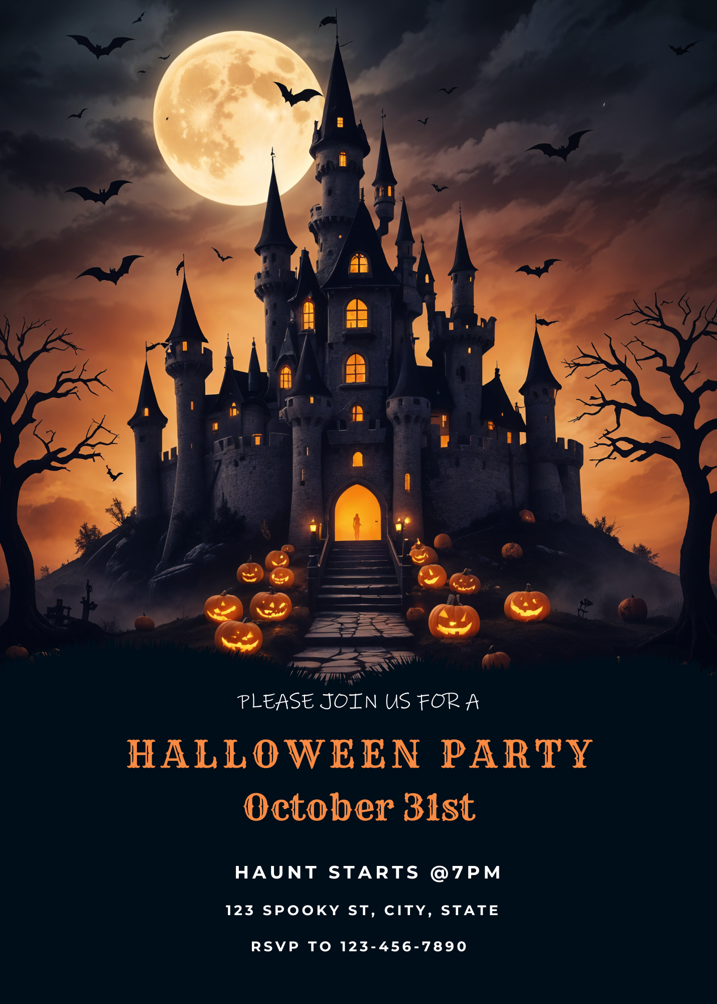 Halloween Party Invitation Editable Template Canva CYDesignStudio