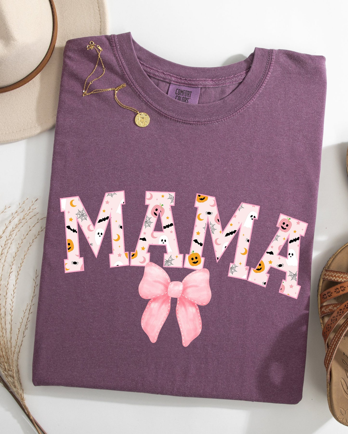 Halloween Mama Coquette Ribbons and Bows Fall Autumn Comfort Colors T-Shirt