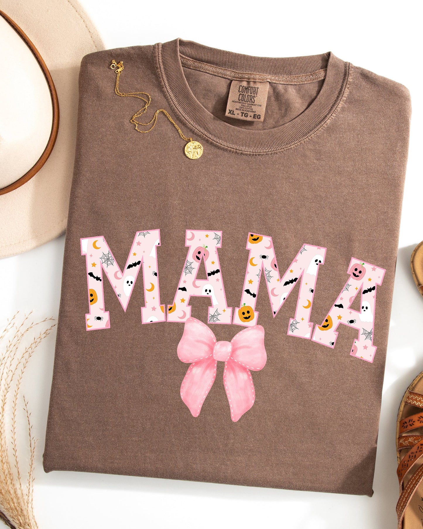 Halloween Mama Coquette Ribbons and Bows Fall Autumn Comfort Colors T-Shirt