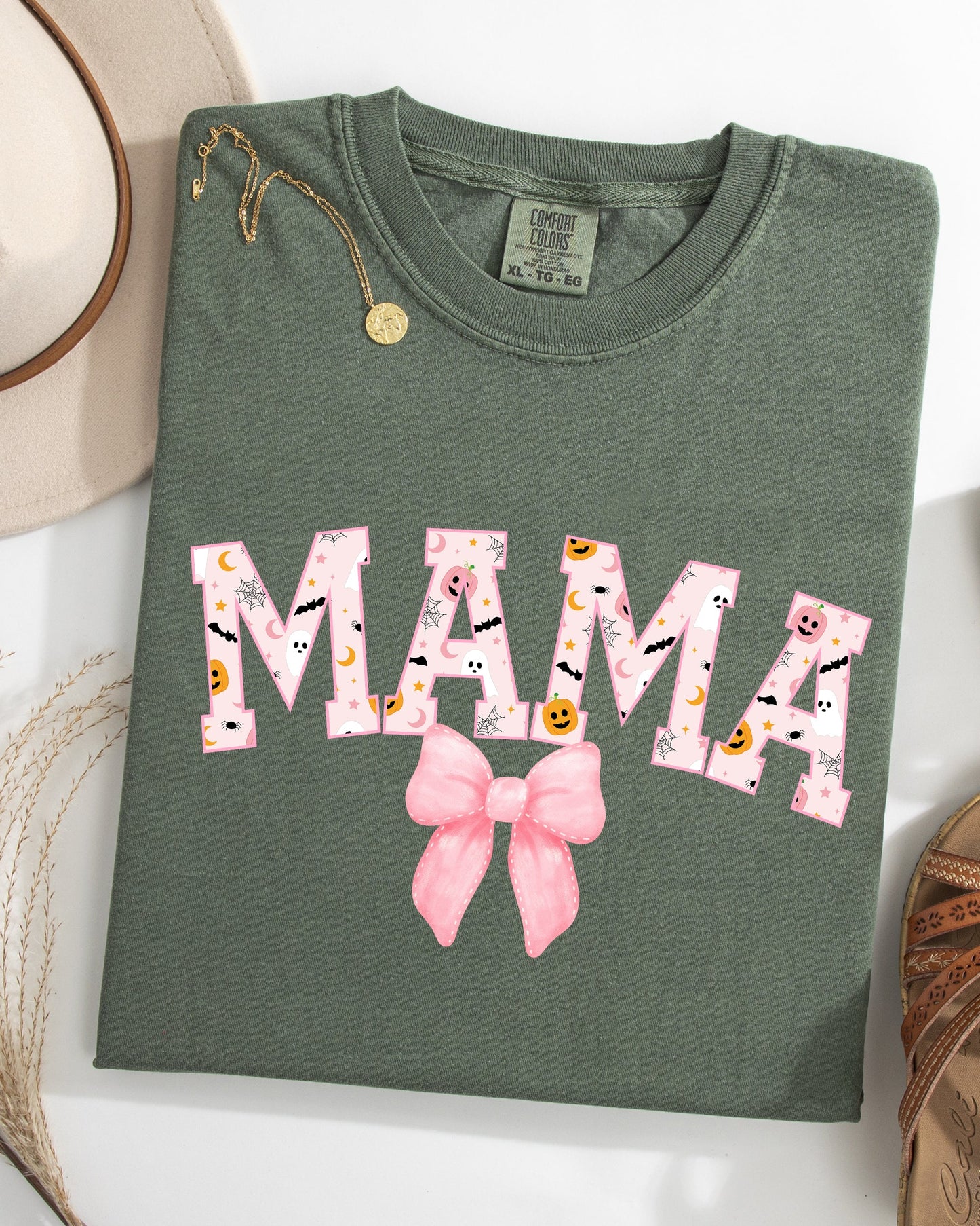 Halloween Mama Coquette Ribbons and Bows Fall Autumn Comfort Colors T-Shirt