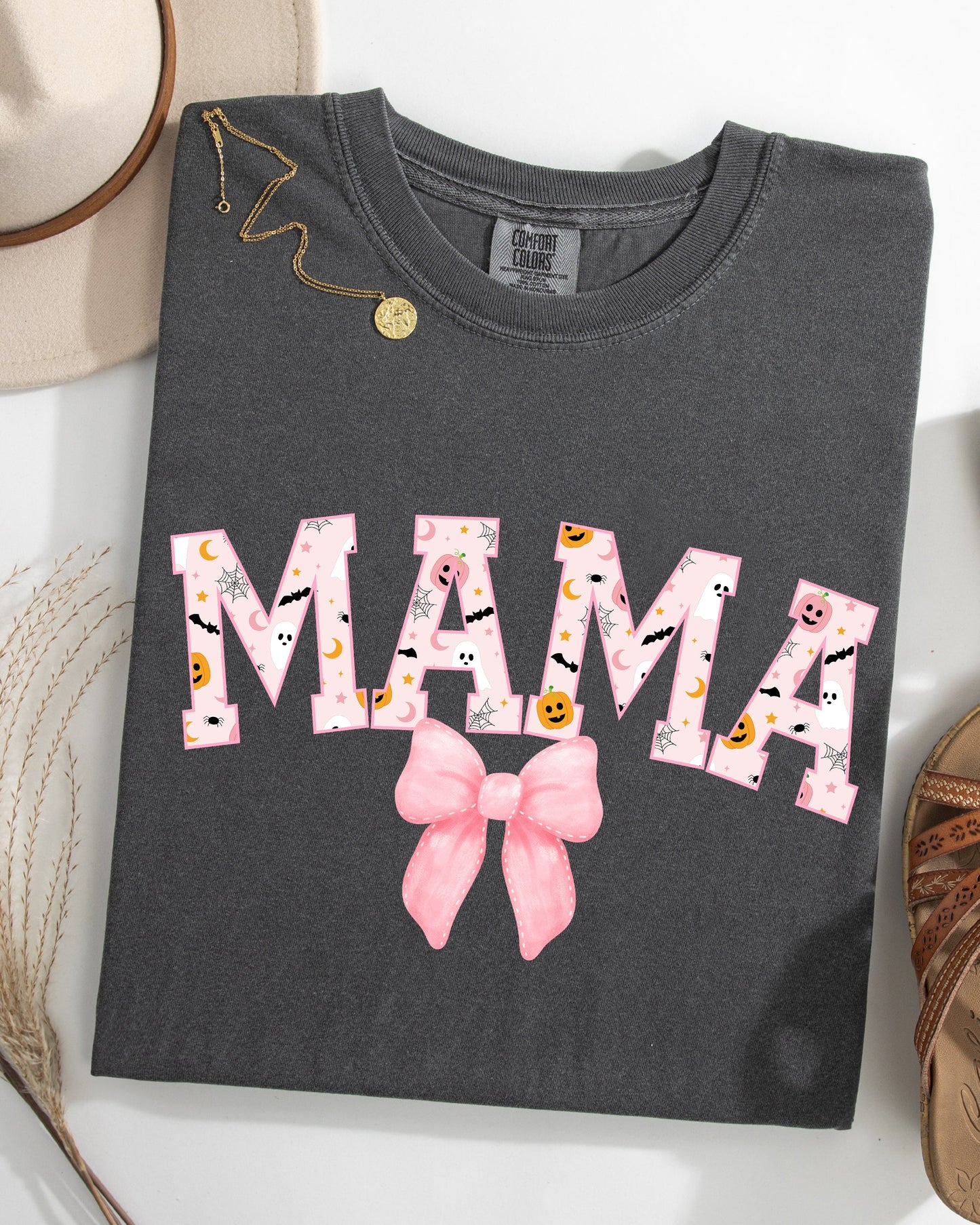 Halloween Mama Coquette Ribbons and Bows Fall Autumn Comfort Colors T-Shirt
