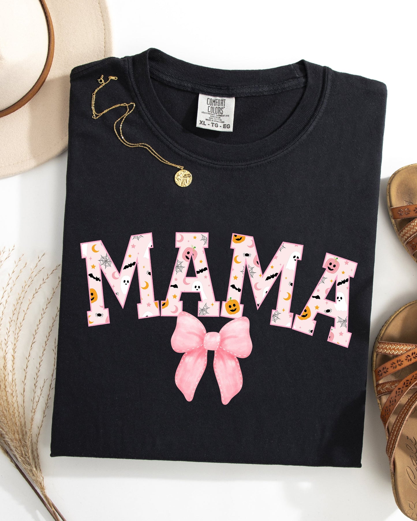 Halloween Mama Coquette Ribbons and Bows Fall Autumn Comfort Colors T-Shirt