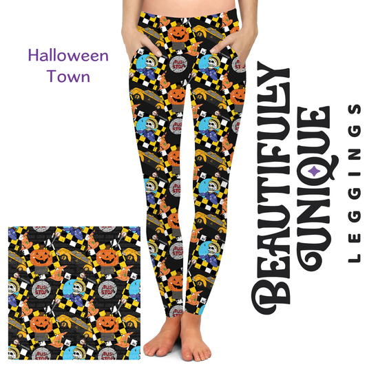 Halloween Town Semi-Exclusive Pocket Leggings High-Rise Beautifully Unique Bootique