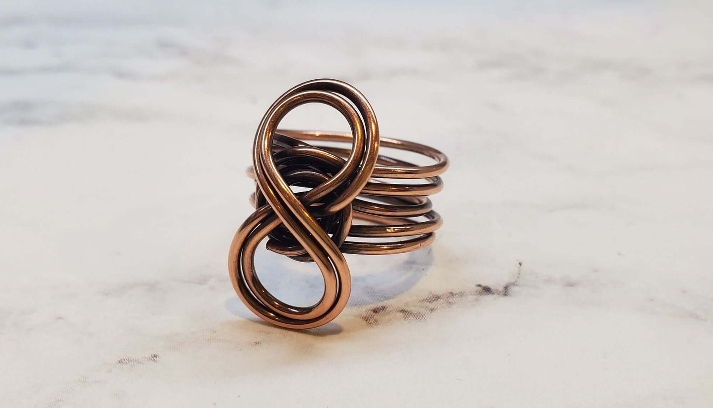 Copper Five Band Eternity Infinity Ring Handmade by Alexa Martha