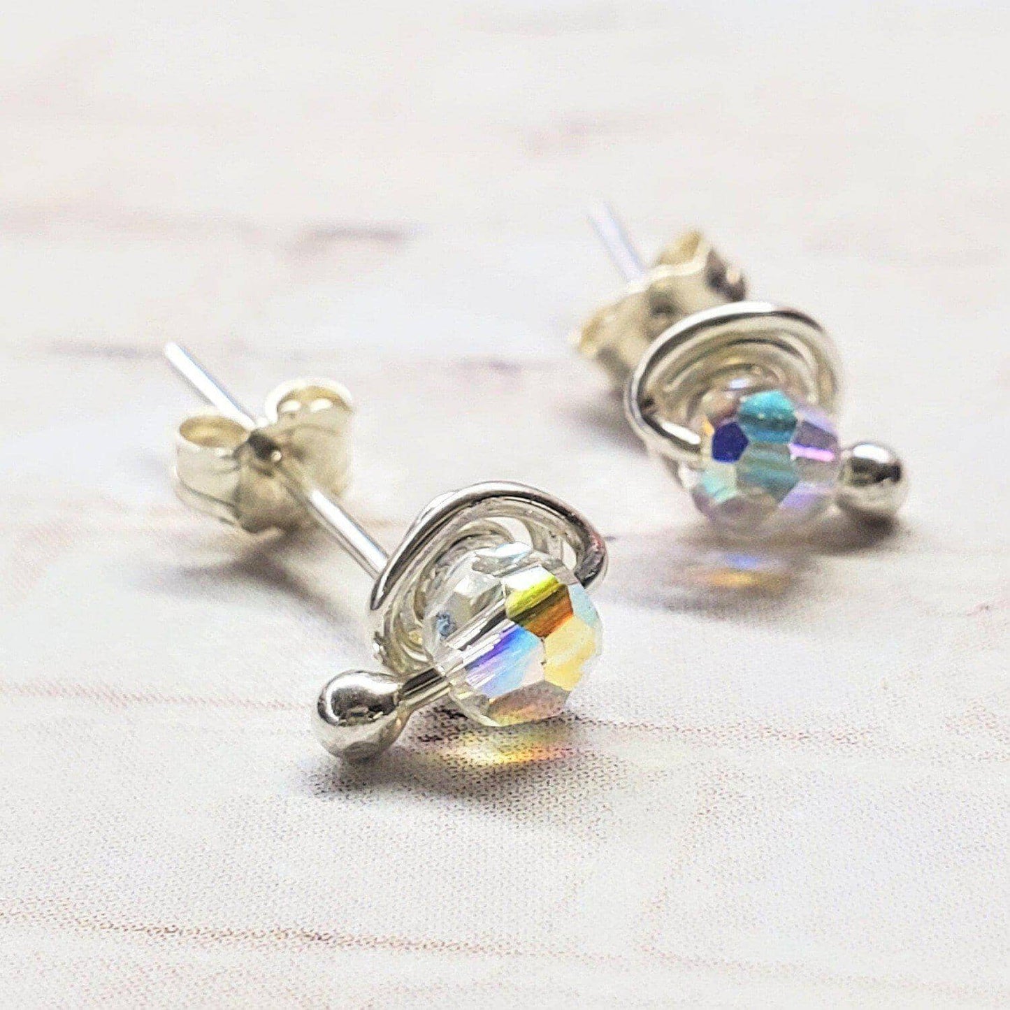 Handmade 925 Silver Wire Sculpted 4mm Sterling Silver Spiral Ear Studs
