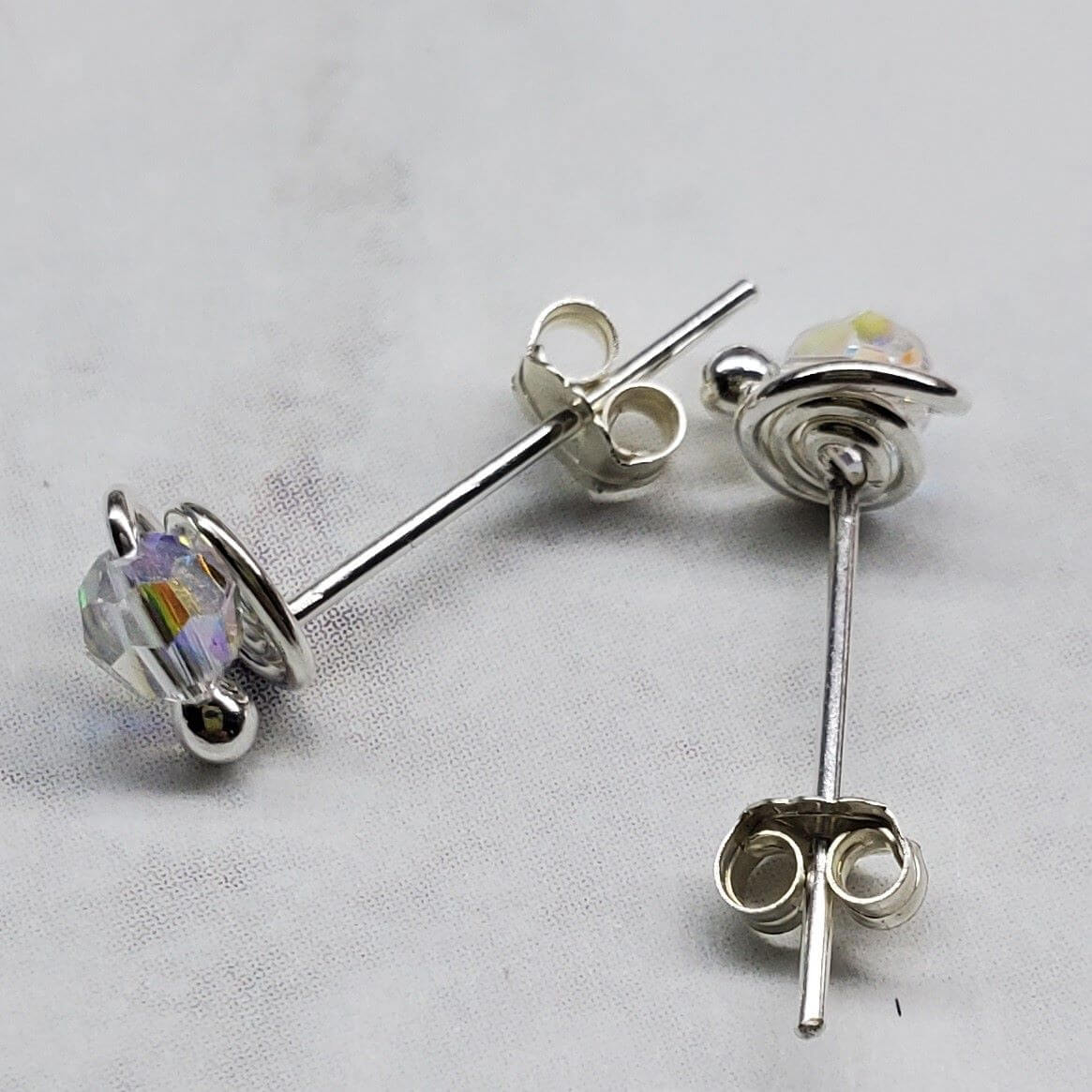 Handmade 925 Silver Wire Sculpted 4mm Sterling Silver Spiral Ear Studs