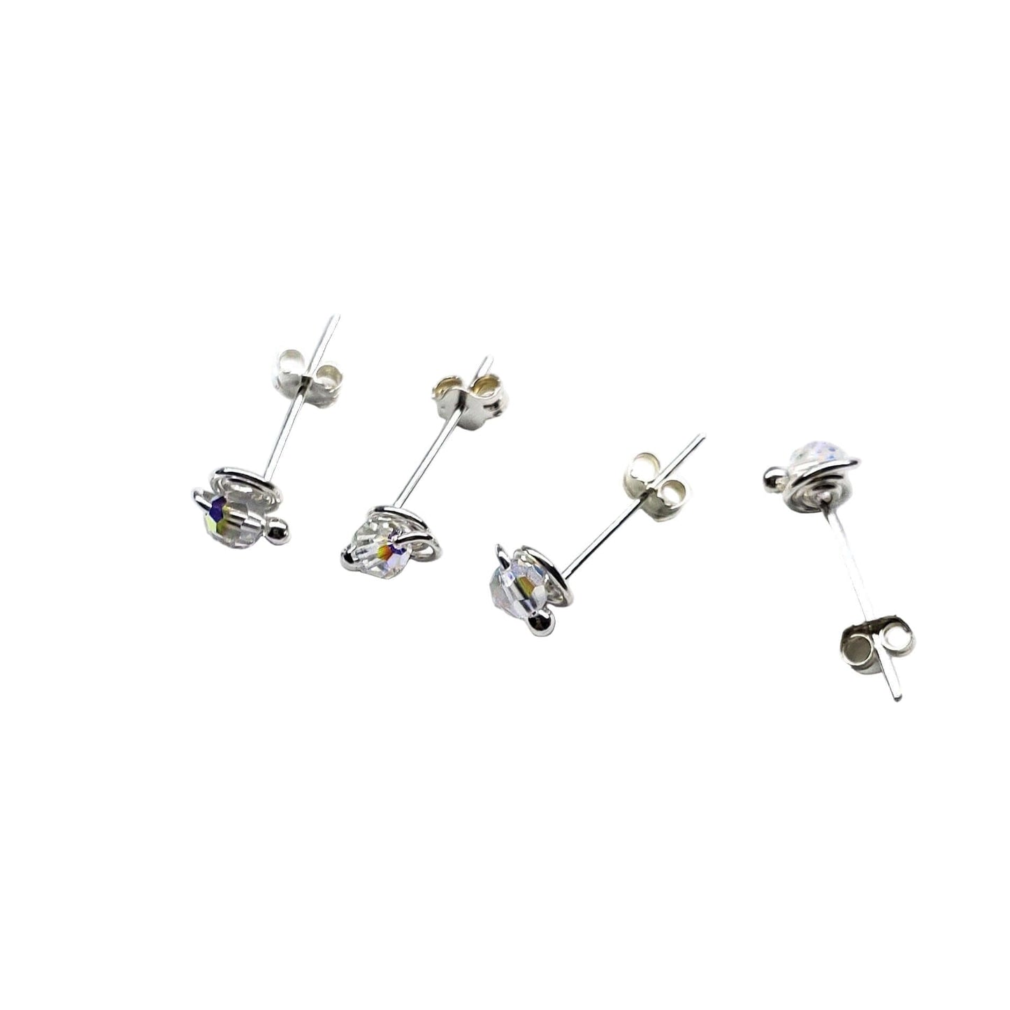 Handmade 925 Silver Wire Sculpted 4mm Sterling Silver Spiral Ear Studs