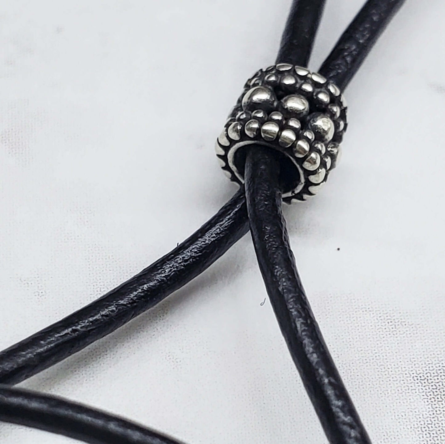 Black Leather Colored Ceramic Talking Turtle Bolo Necklace Handmade