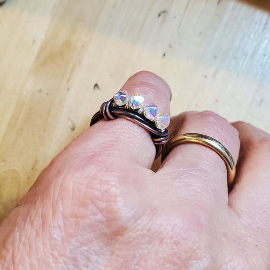 Copper Multi Wire Wrapped Sparkly Bling Ring Handmade by Alexa Martha