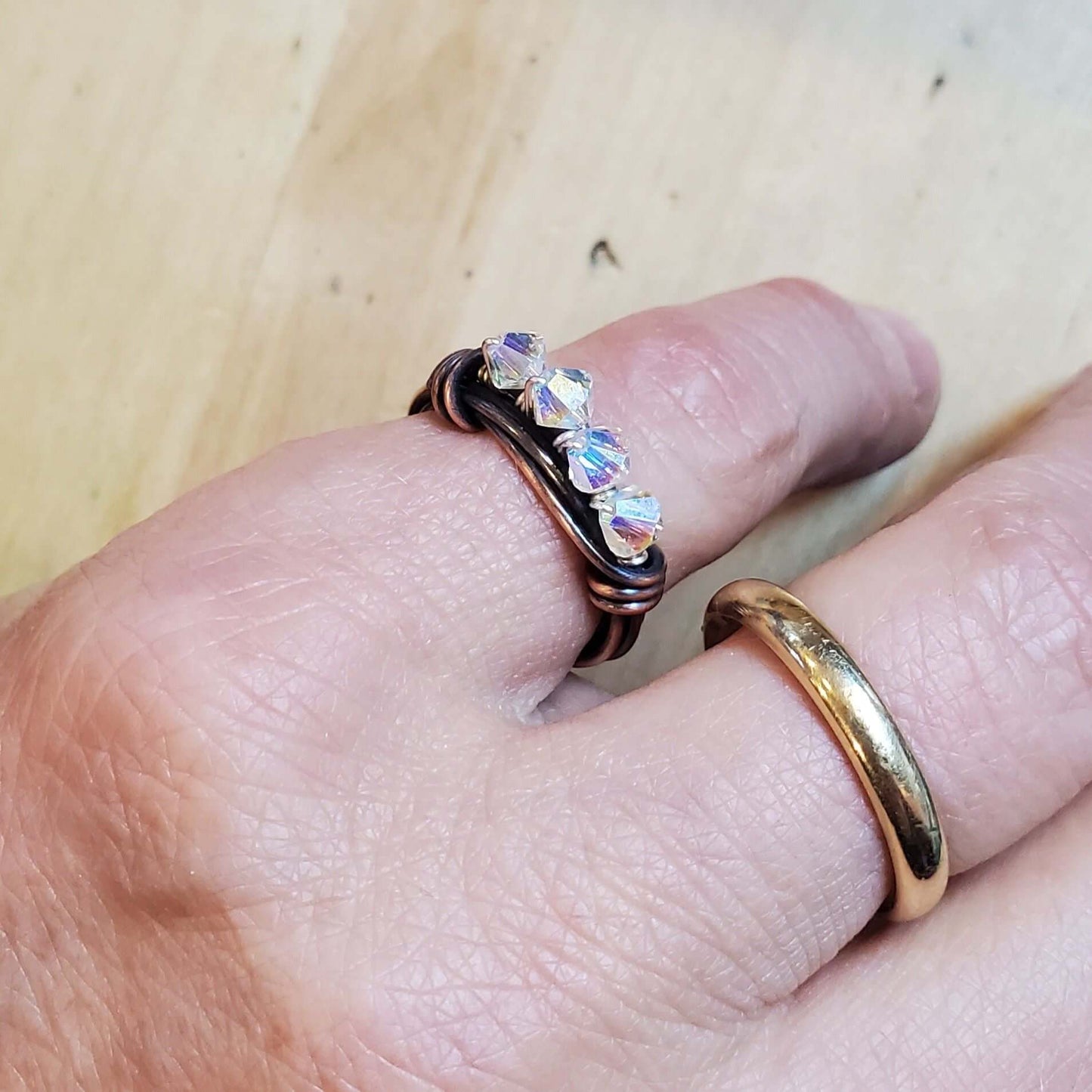 Copper Multi Wire Wrapped Sparkly Bling Ring Handmade by Alexa Martha