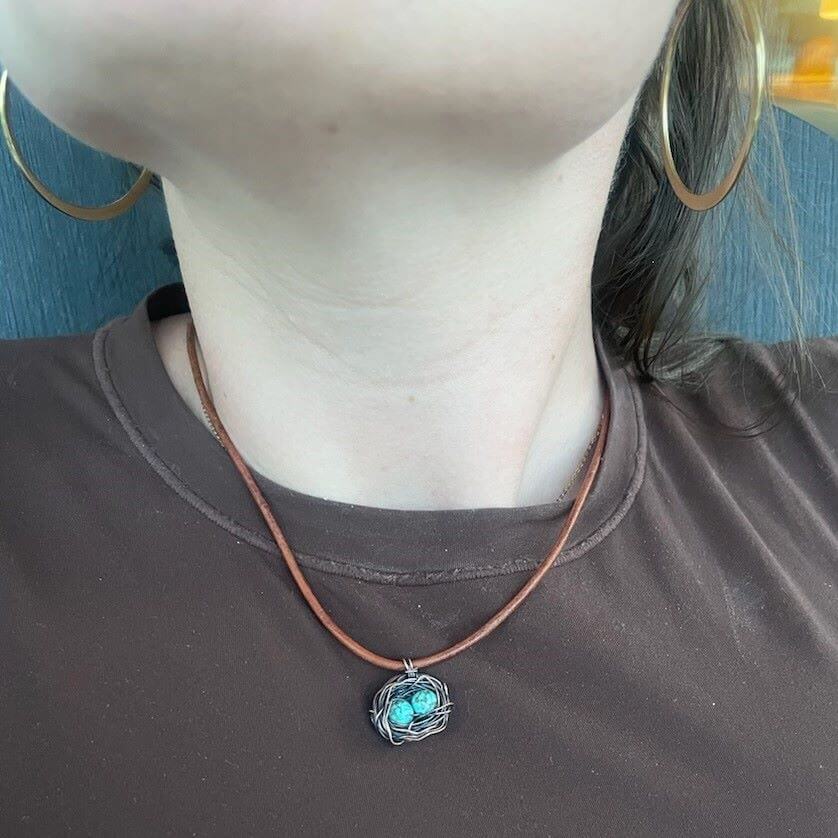 Copper Robin Nest Necklace with Up To 5 Beads Handmade by Alexa Martha