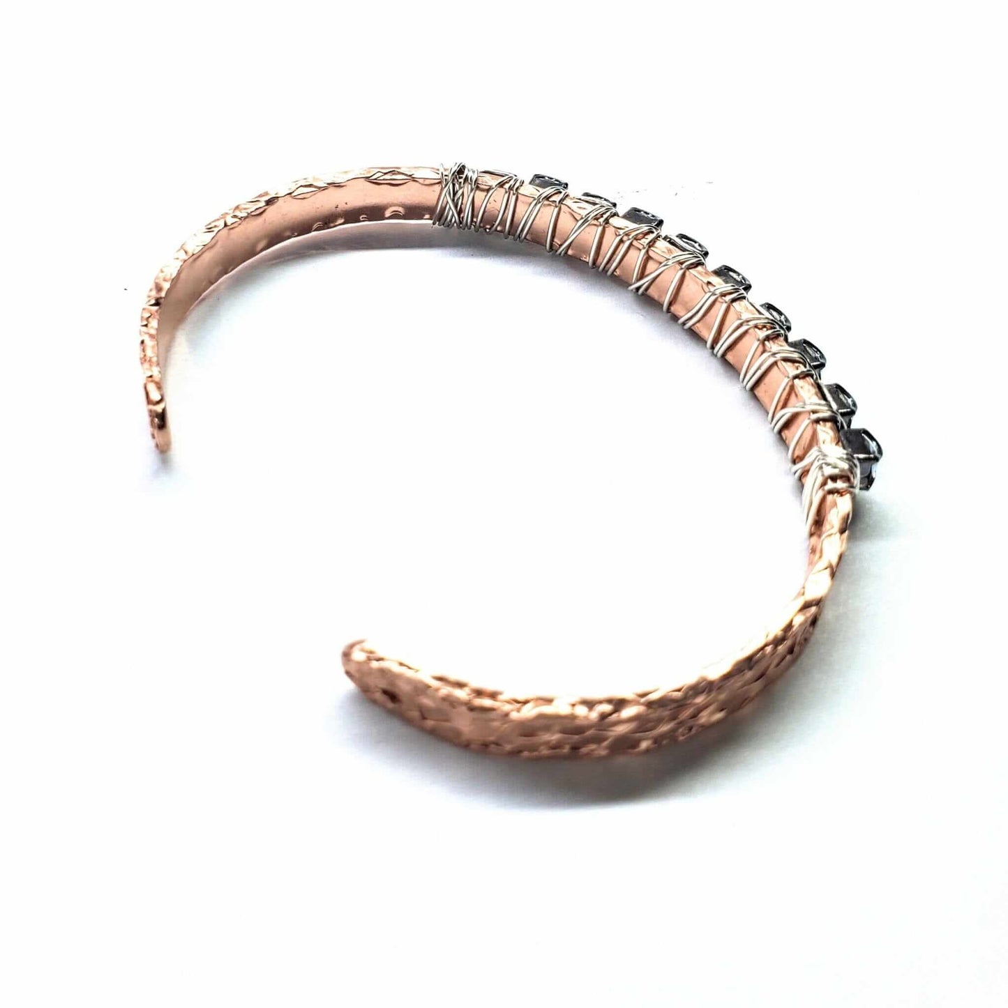 Handmade Rhinestone Wrapped Hammered Texture Crystal Bling Bangles Alexa Martha