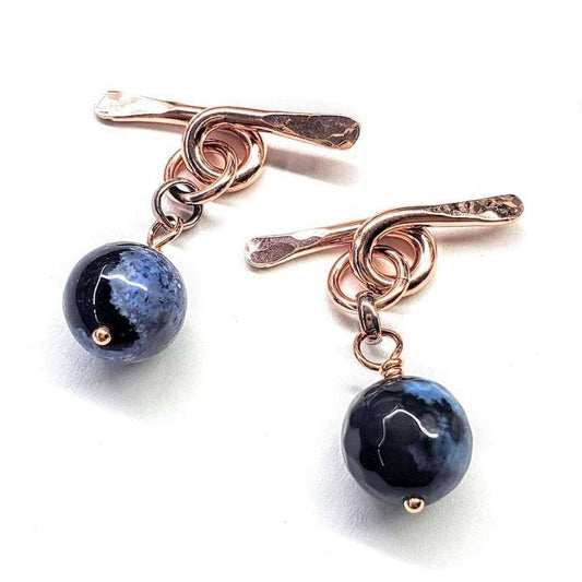 Handmade Hammer Sculpted Copper Child Abuse Prevention Awareness Chain Cufflinks