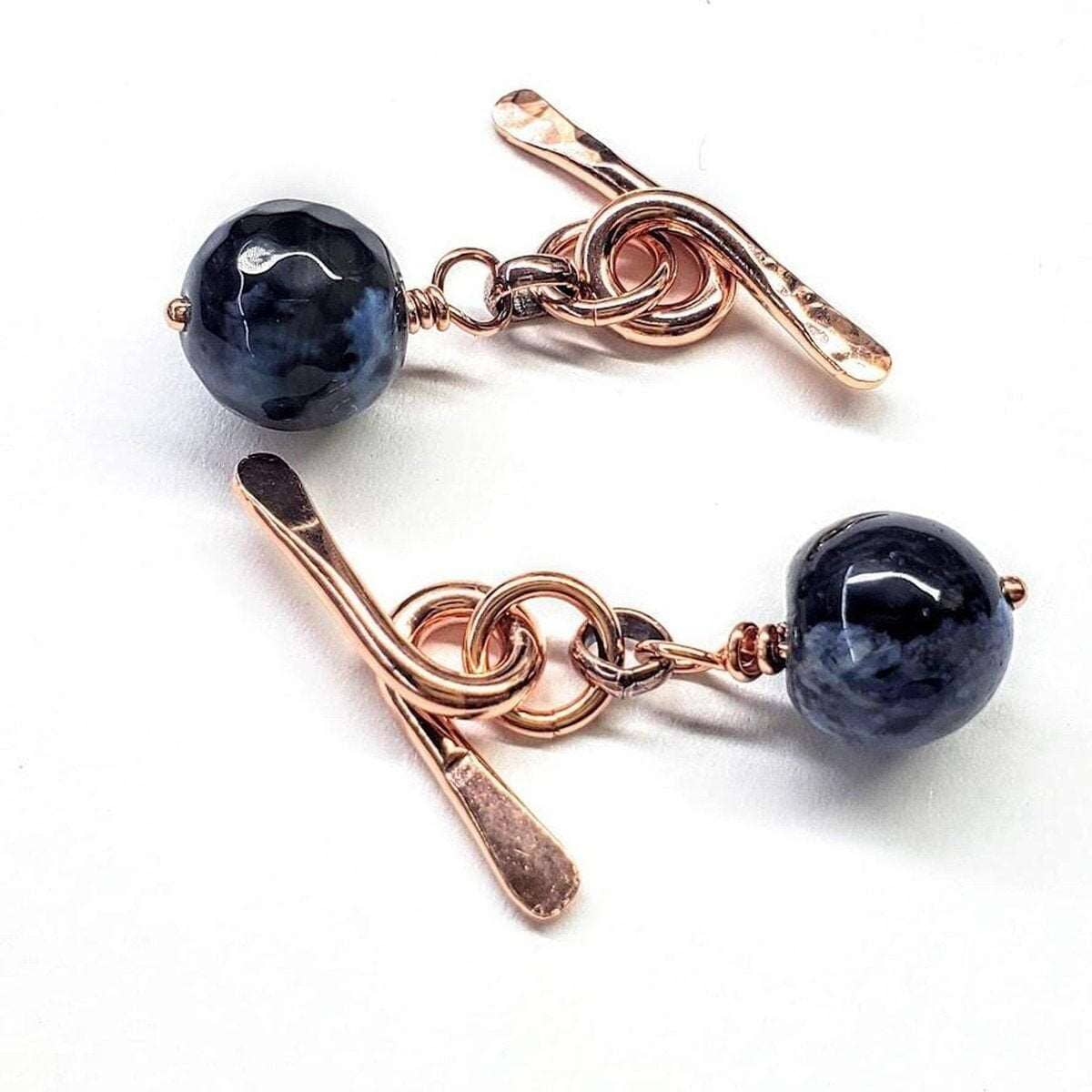 Handmade Hammer Sculpted Copper Child Abuse Prevention Awareness Chain Cufflinks