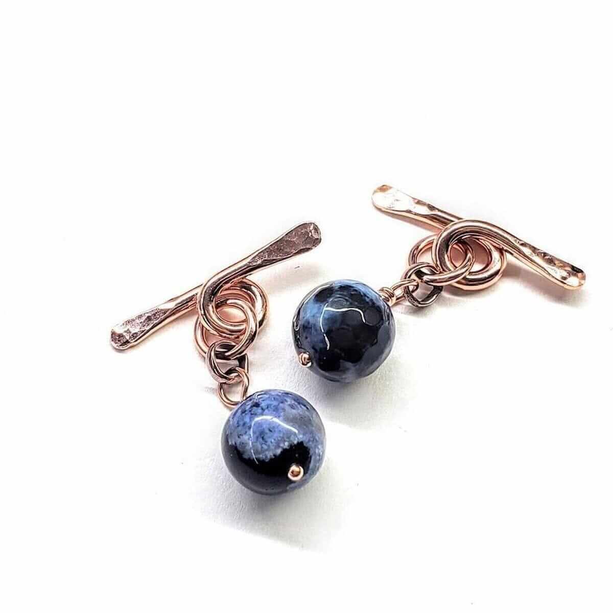 Handmade Hammer Sculpted Copper Child Abuse Prevention Awareness Chain Cufflinks