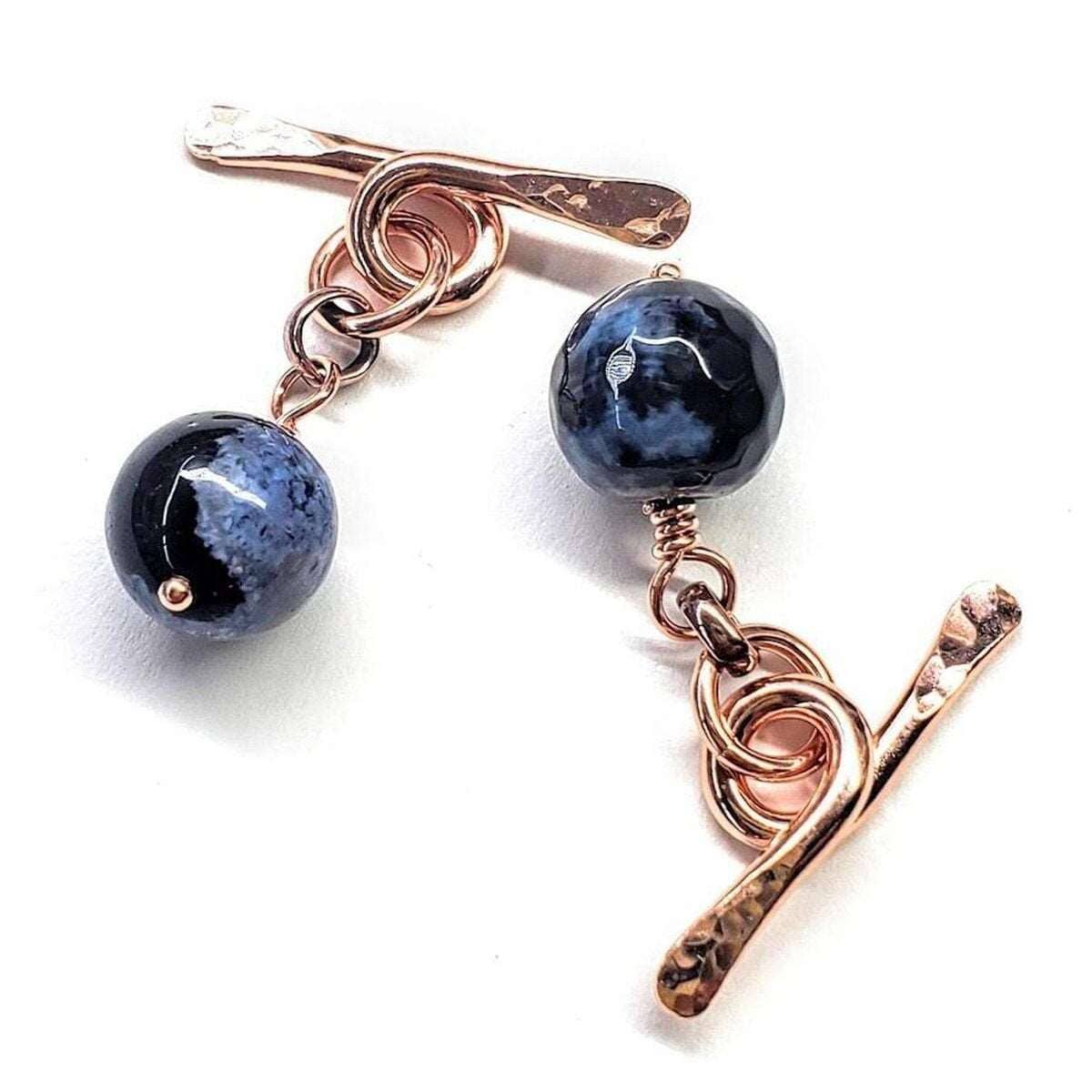 Handmade Hammer Sculpted Copper Child Abuse Prevention Awareness Chain Cufflinks