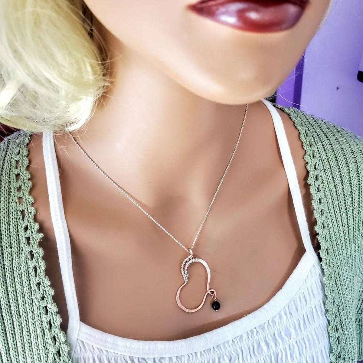 Copper Butterfly Wing Hammer Textured Necklace Alexa Martha