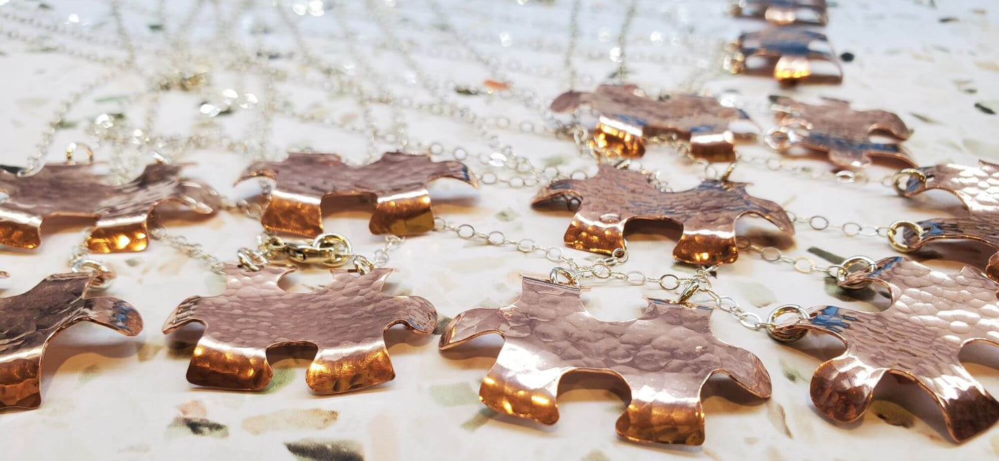 Handmade Hammered Copper Puzzle Piece Necklace Alexa Martha Designs