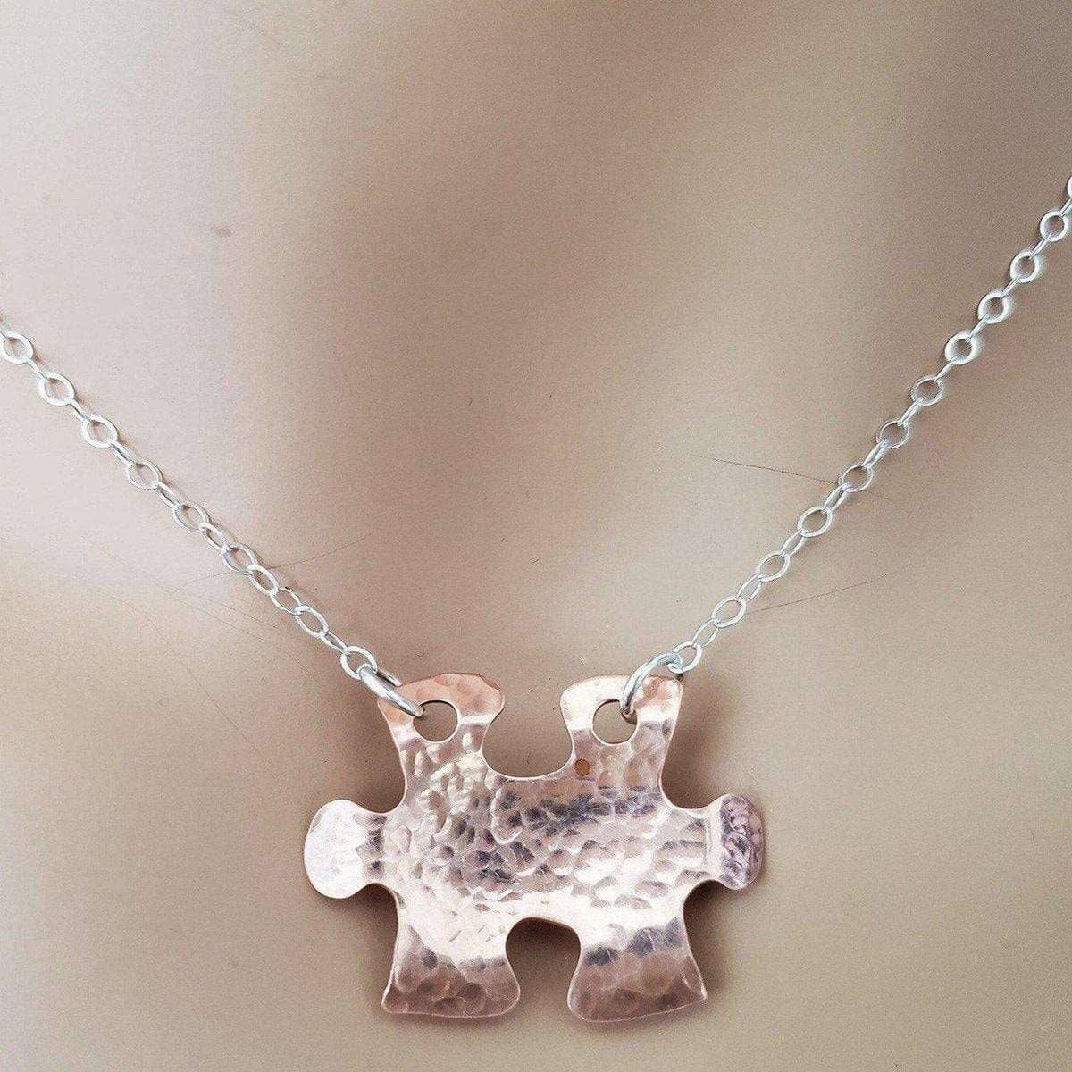 Handmade Hammered Copper Puzzle Piece Necklace Alexa Martha Designs