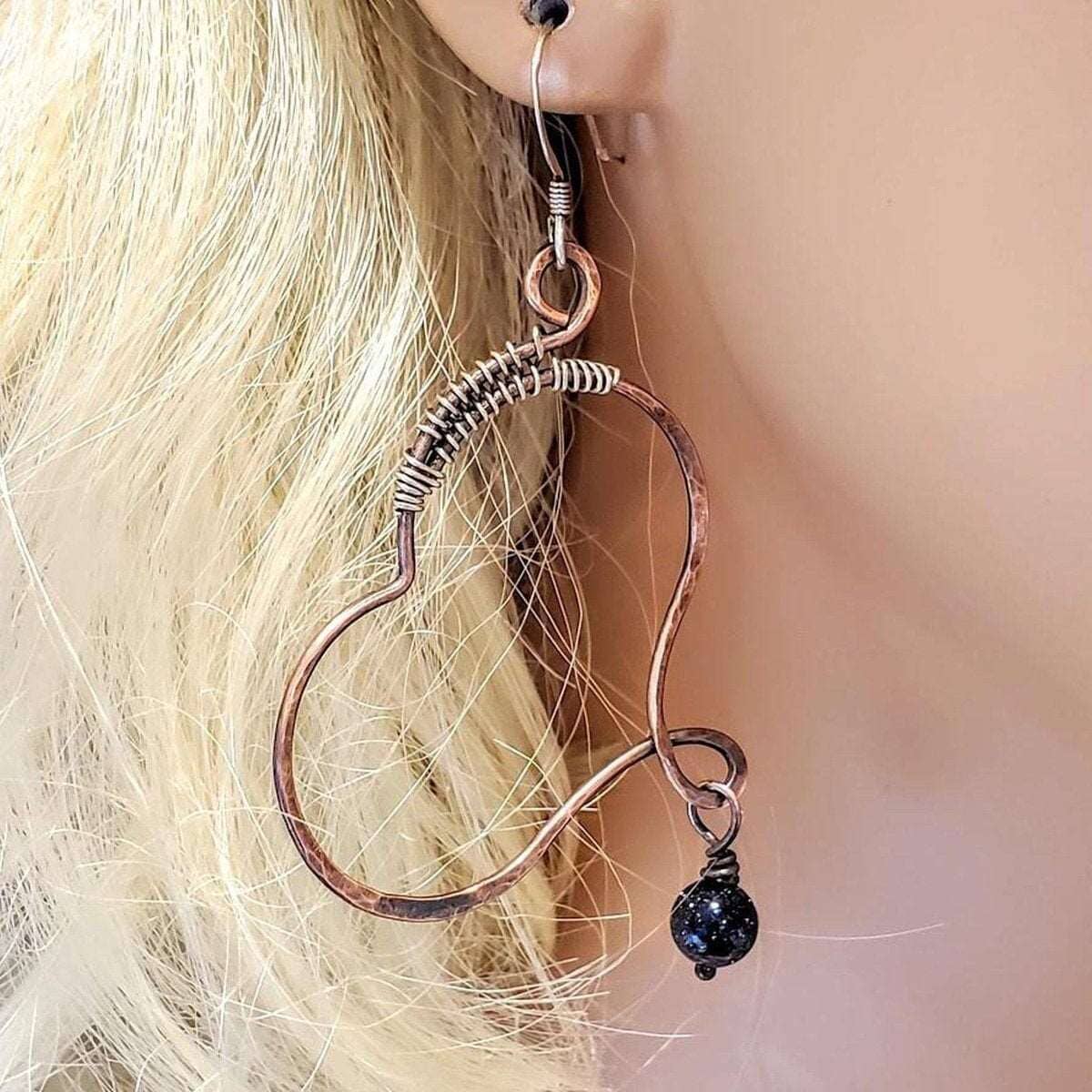 Hammered Copper Butterfly Wing Dangle Earrings Child Abuse Survivor