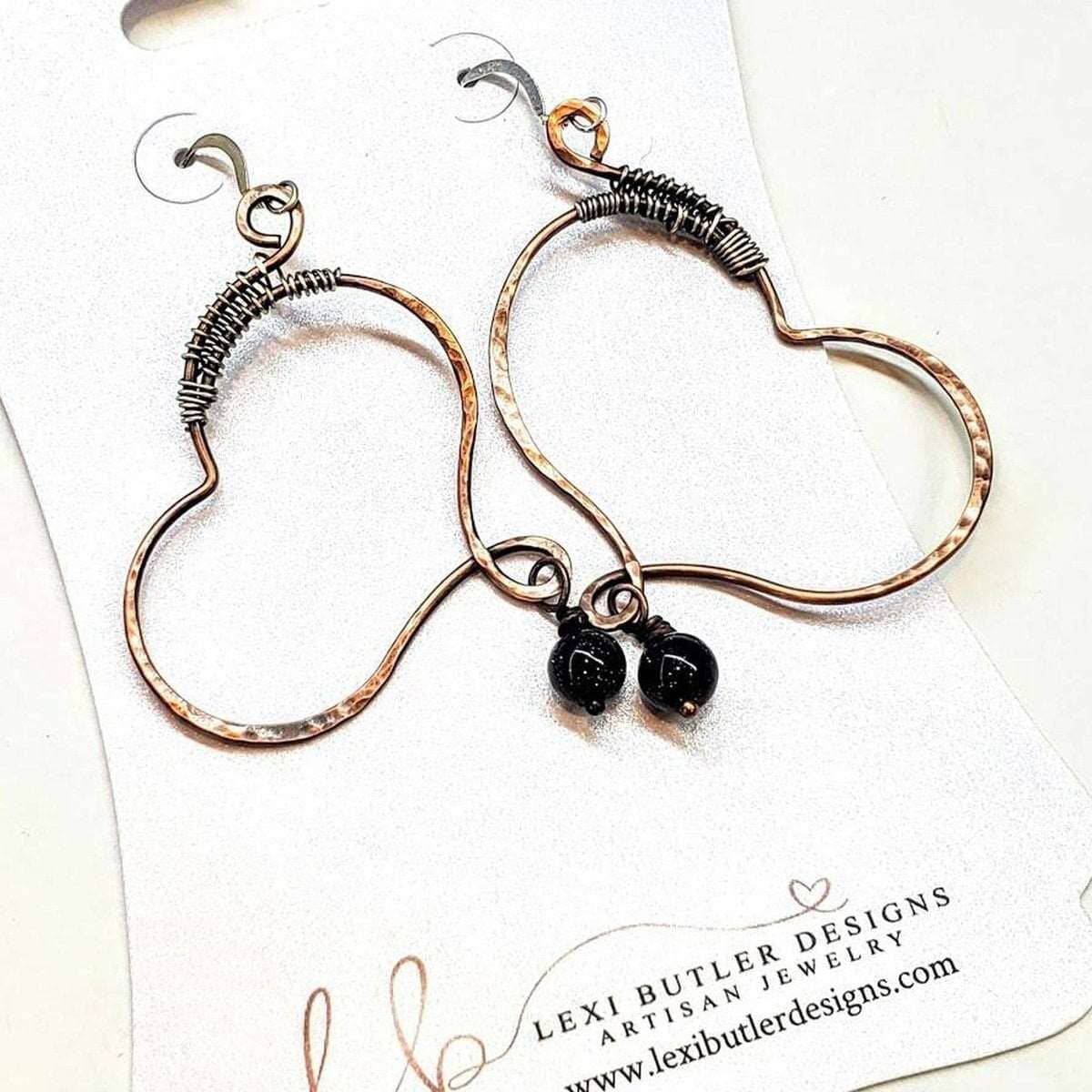 Hammered Copper Butterfly Wing Dangle Earrings Child Abuse Survivor