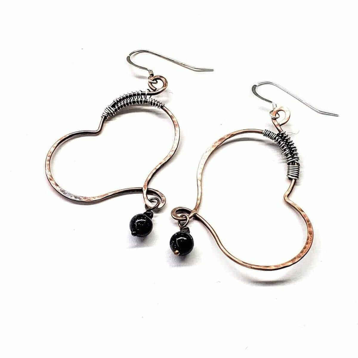 Hammered Copper Butterfly Wing Dangle Earrings Child Abuse Survivor