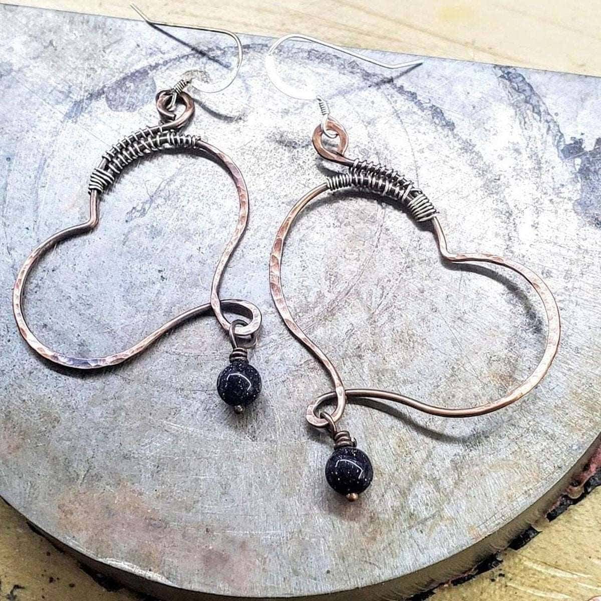 Hammered Copper Butterfly Wing Dangle Earrings Child Abuse Survivor