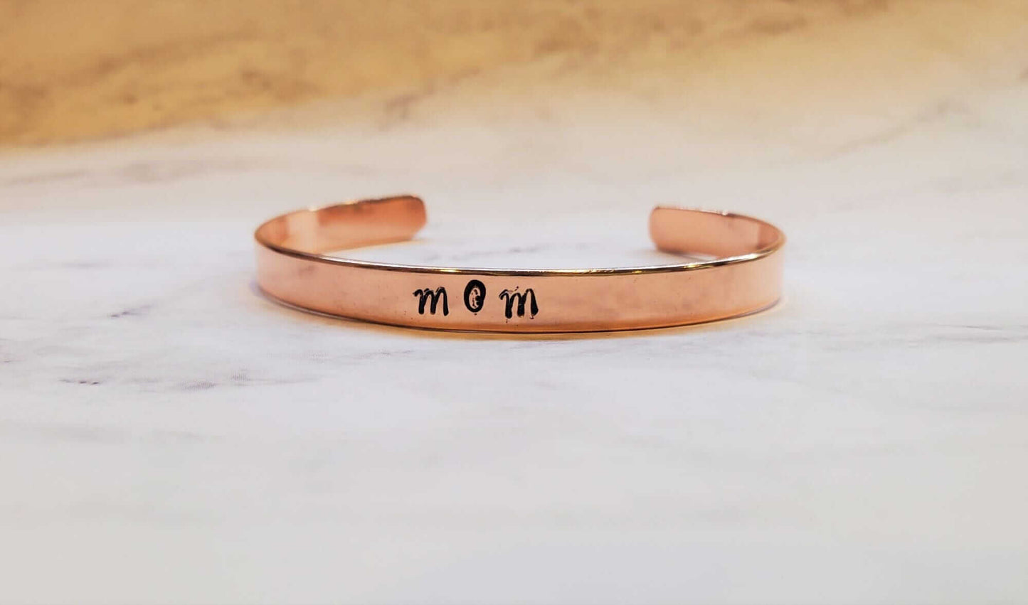 Handmade MOM Stamped Rose-Gold Copper Cuff Alexa Martha
