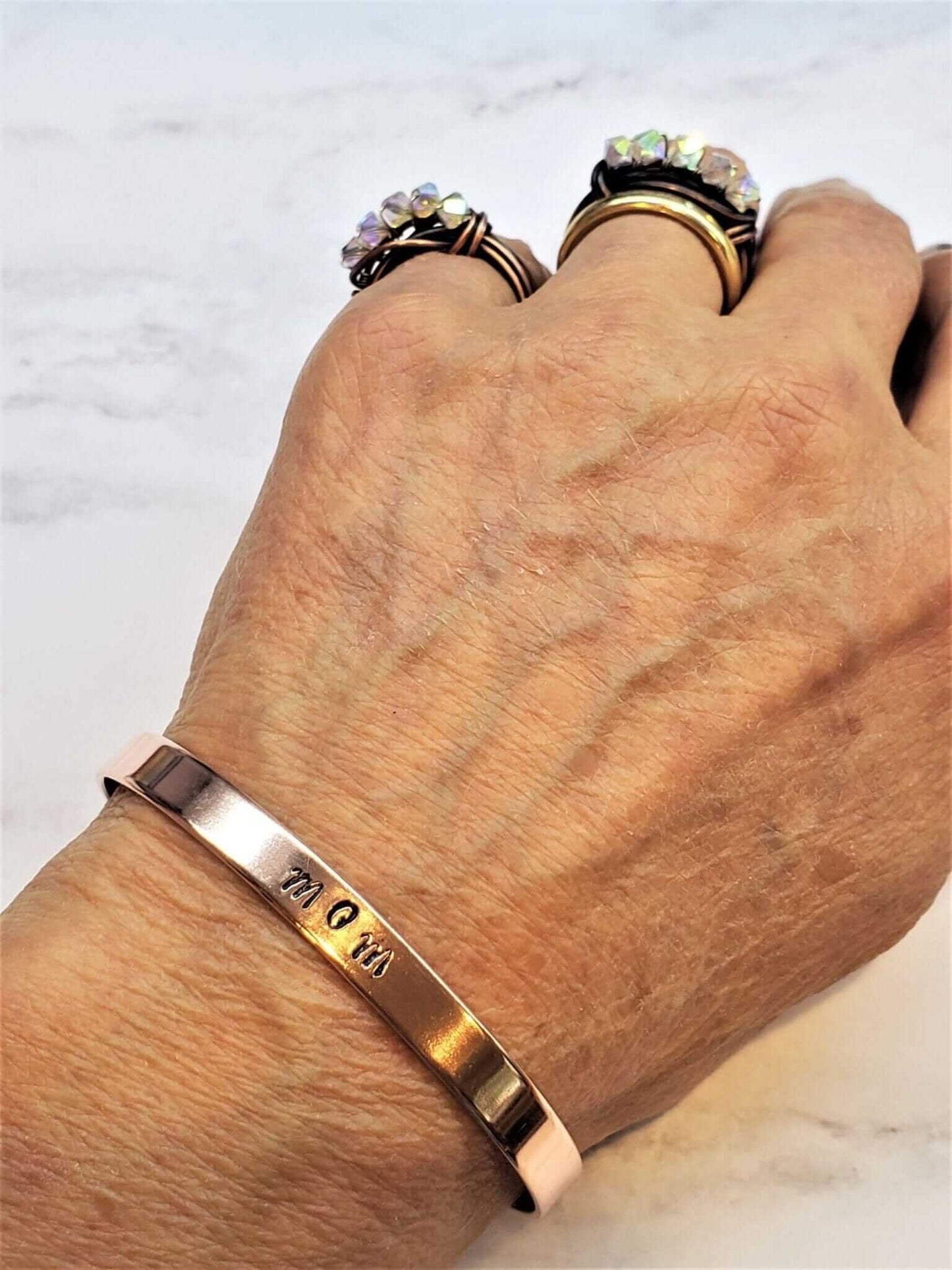 Handmade MOM Stamped Rose-Gold Copper Cuff Alexa Martha