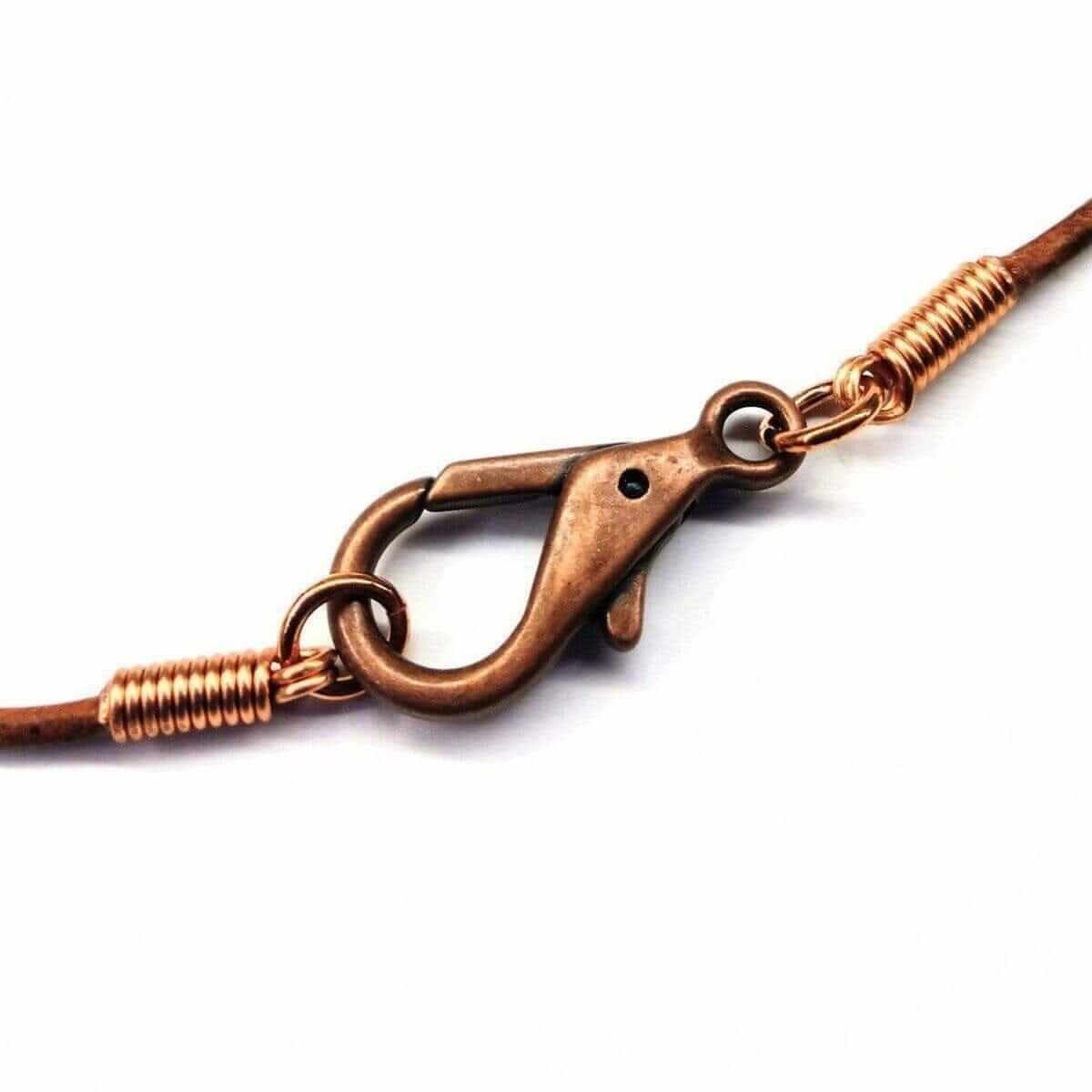 Pointed Gemstone Crystal Rustic Wire Wrapped Leather Necklace Handmade Men's Alexa Martha Designs