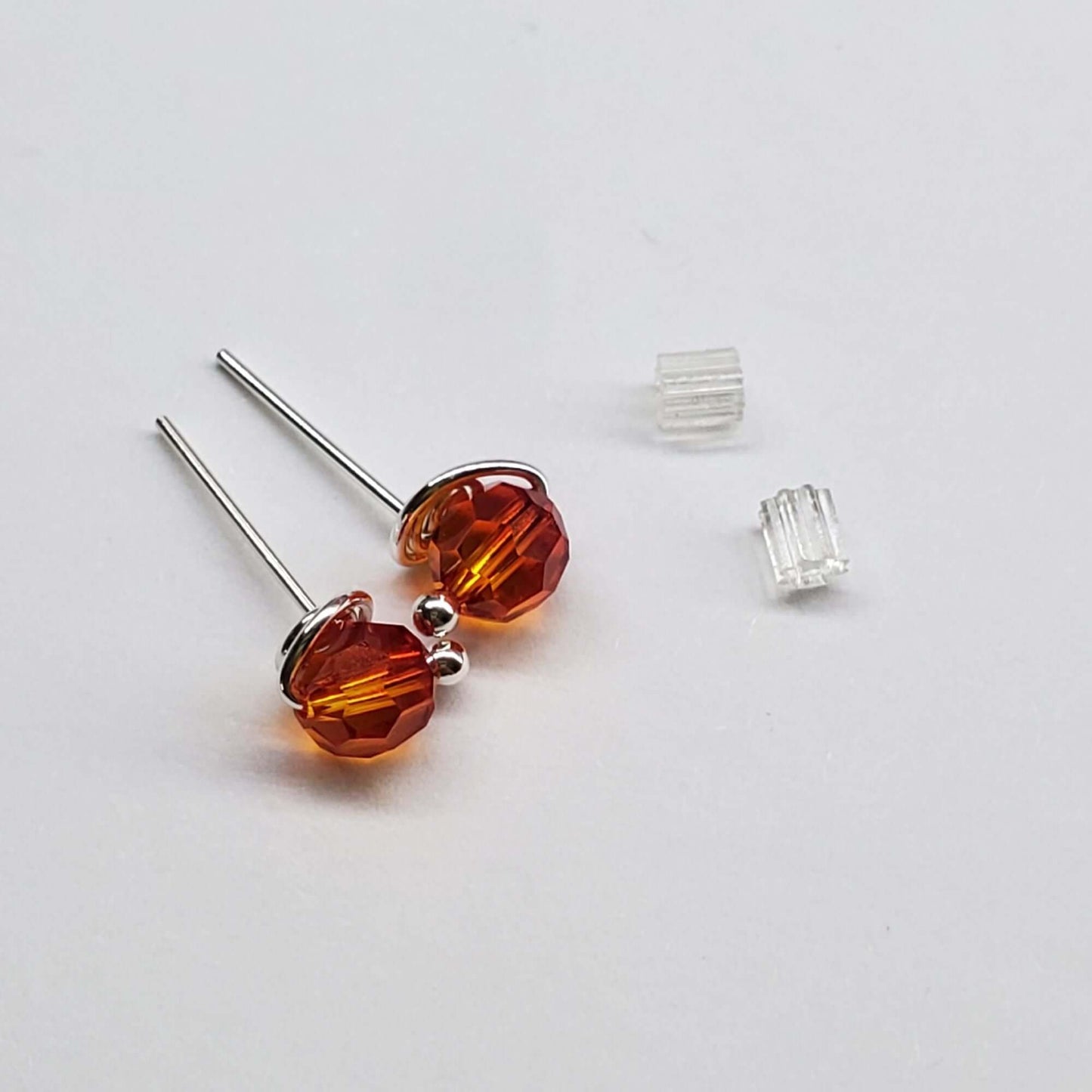 Handmade Sculpted 6mm Silver Spiral Crystal Stud Earrings Alexa Martha Designs