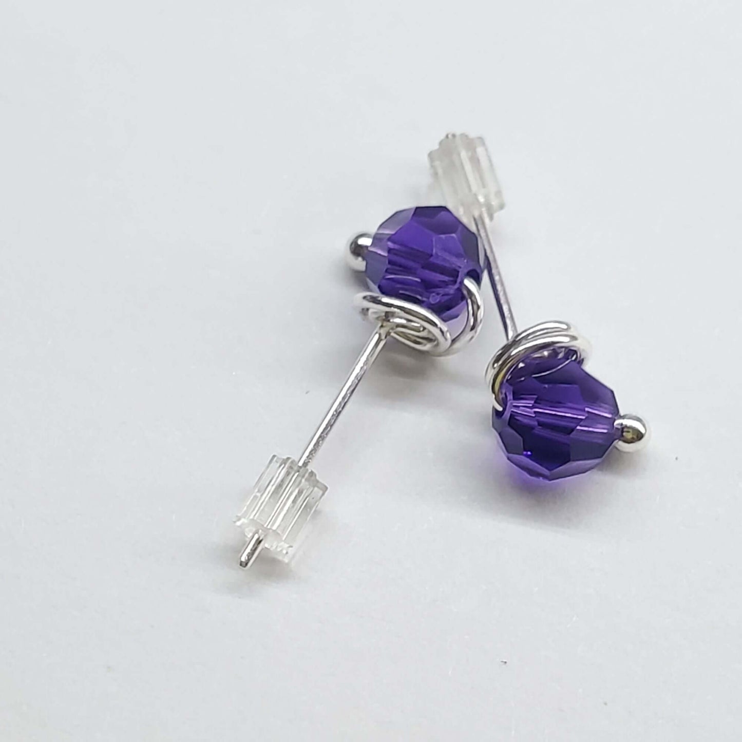Handmade Sculpted 6mm Silver Spiral Crystal Stud Earrings Alexa Martha Designs