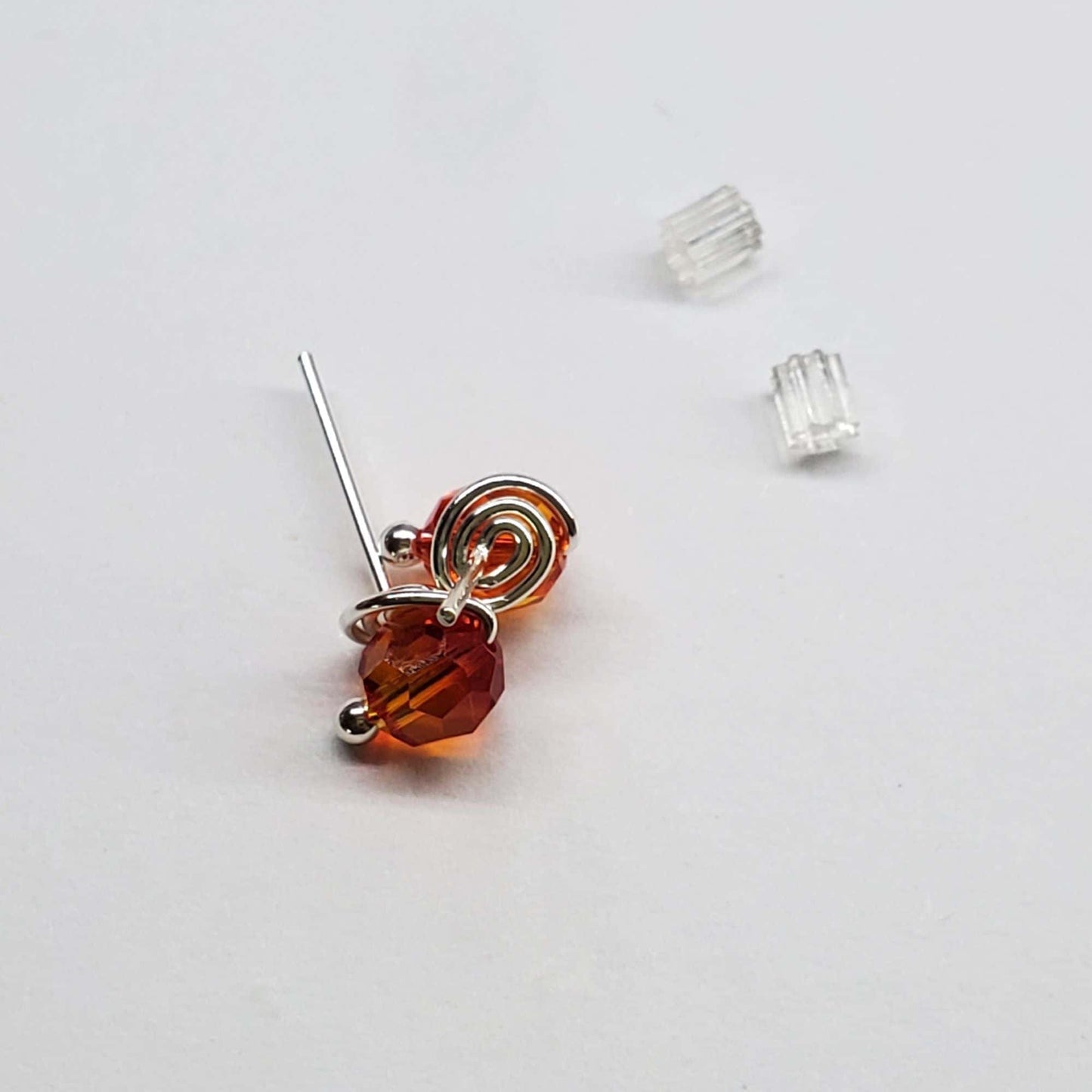Handmade Sculpted 6mm Silver Spiral Crystal Stud Earrings Alexa Martha Designs