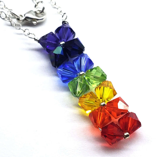 True Rainbow Crystal Rock Candy Necklace Handmade with 14 Swarovski Crystals by Alexa Martha