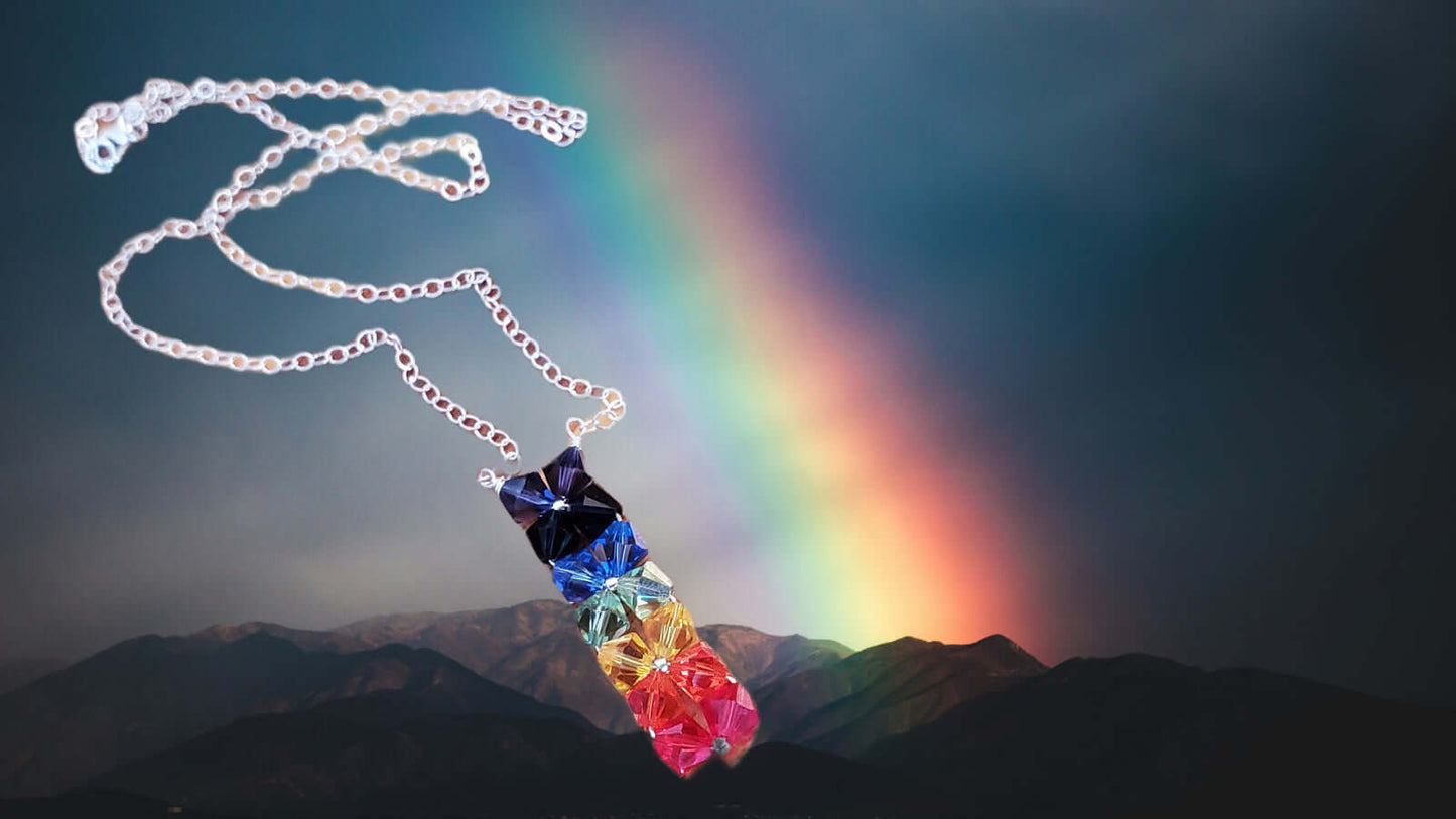 True Rainbow Crystal Rock Candy Necklace Handmade with 14 Swarovski Crystals by Alexa Martha