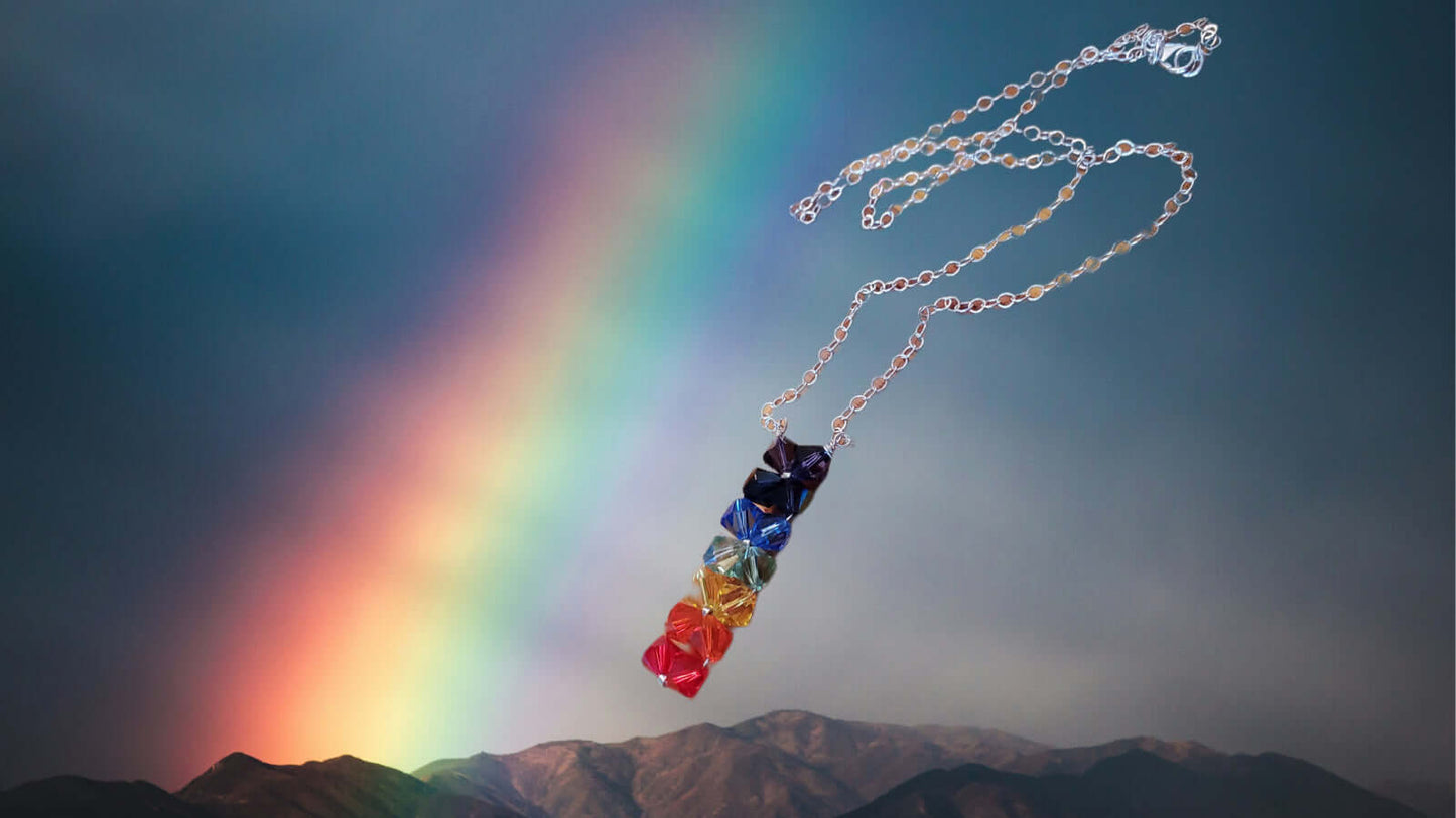 True Rainbow Crystal Rock Candy Necklace Handmade with 14 Swarovski Crystals by Alexa Martha