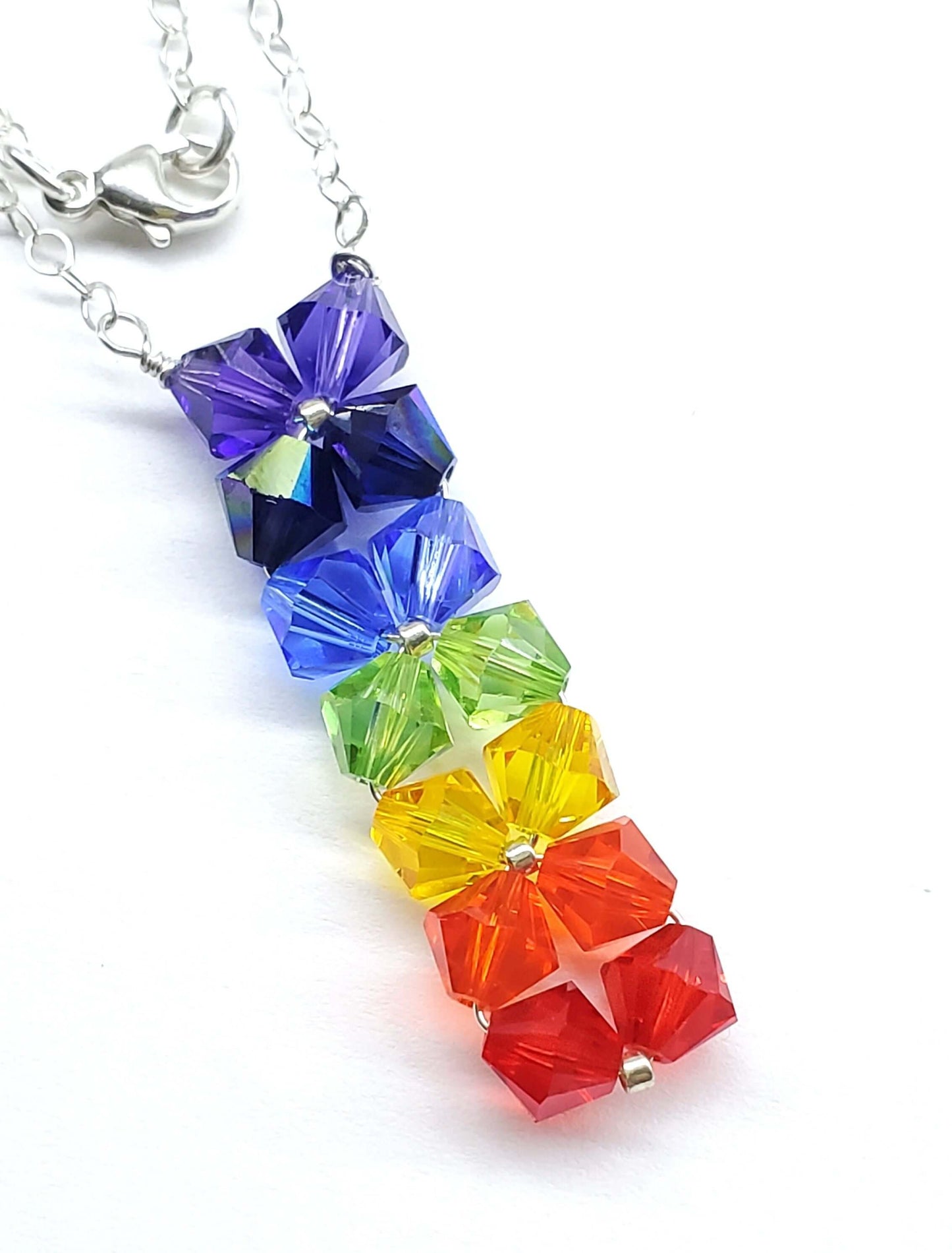 True Rainbow Crystal Rock Candy Necklace Handmade with 14 Swarovski Crystals by Alexa Martha