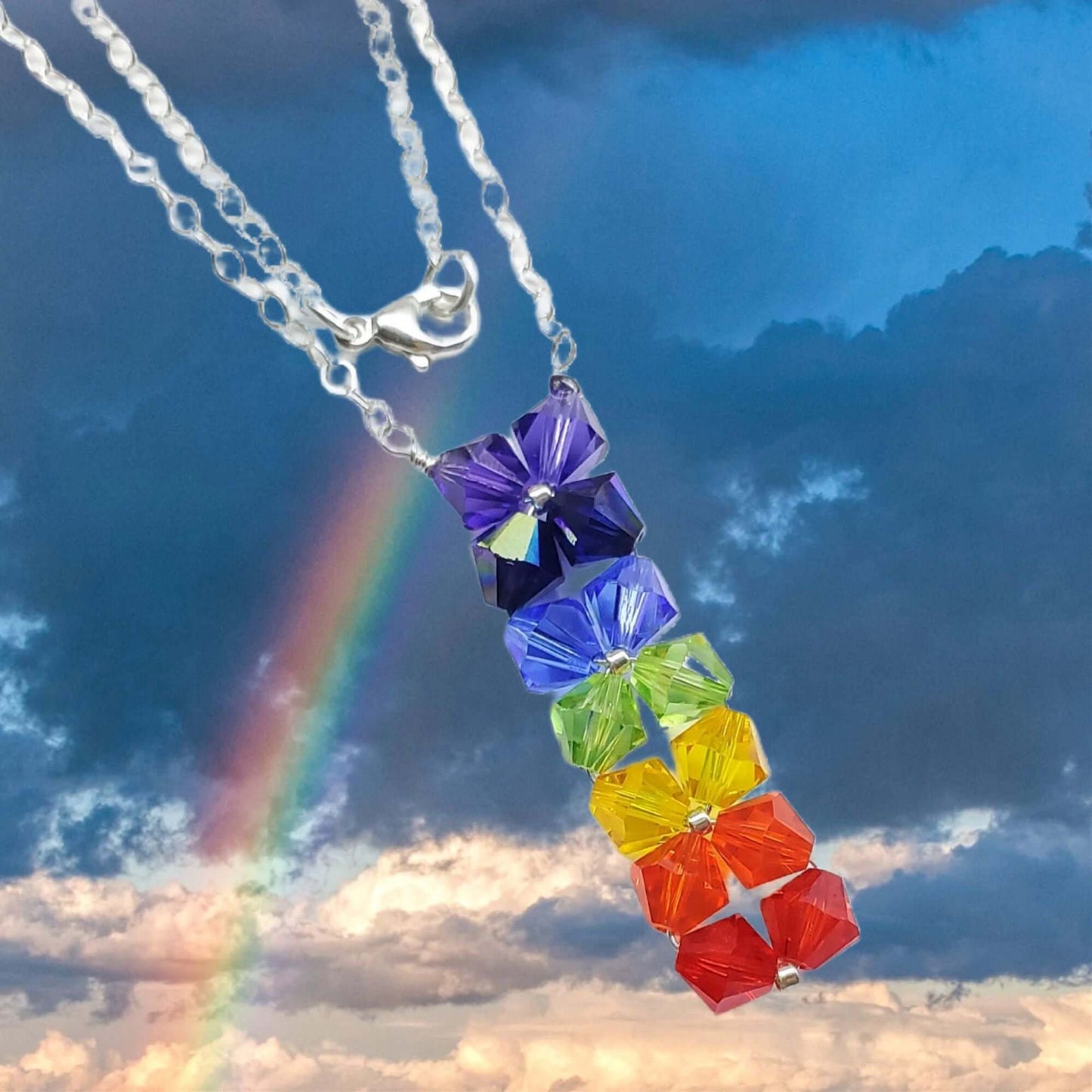 True Rainbow Crystal Rock Candy Necklace Handmade with 14 Swarovski Crystals by Alexa Martha
